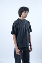 Unisex Suede Sleeves Black T-Shirt Kreflct