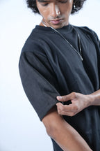 Unisex Suede Sleeves Black T-Shirt Kreflct