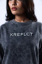 Unisex Round Neck Black Washed T-Shirt Kreflct