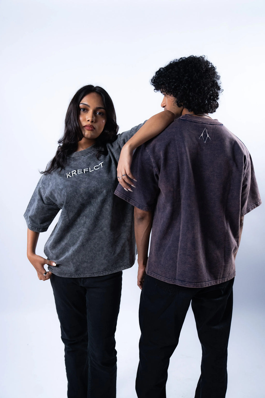 Unisex Round Neck Black Washed T-Shirt Kreflct