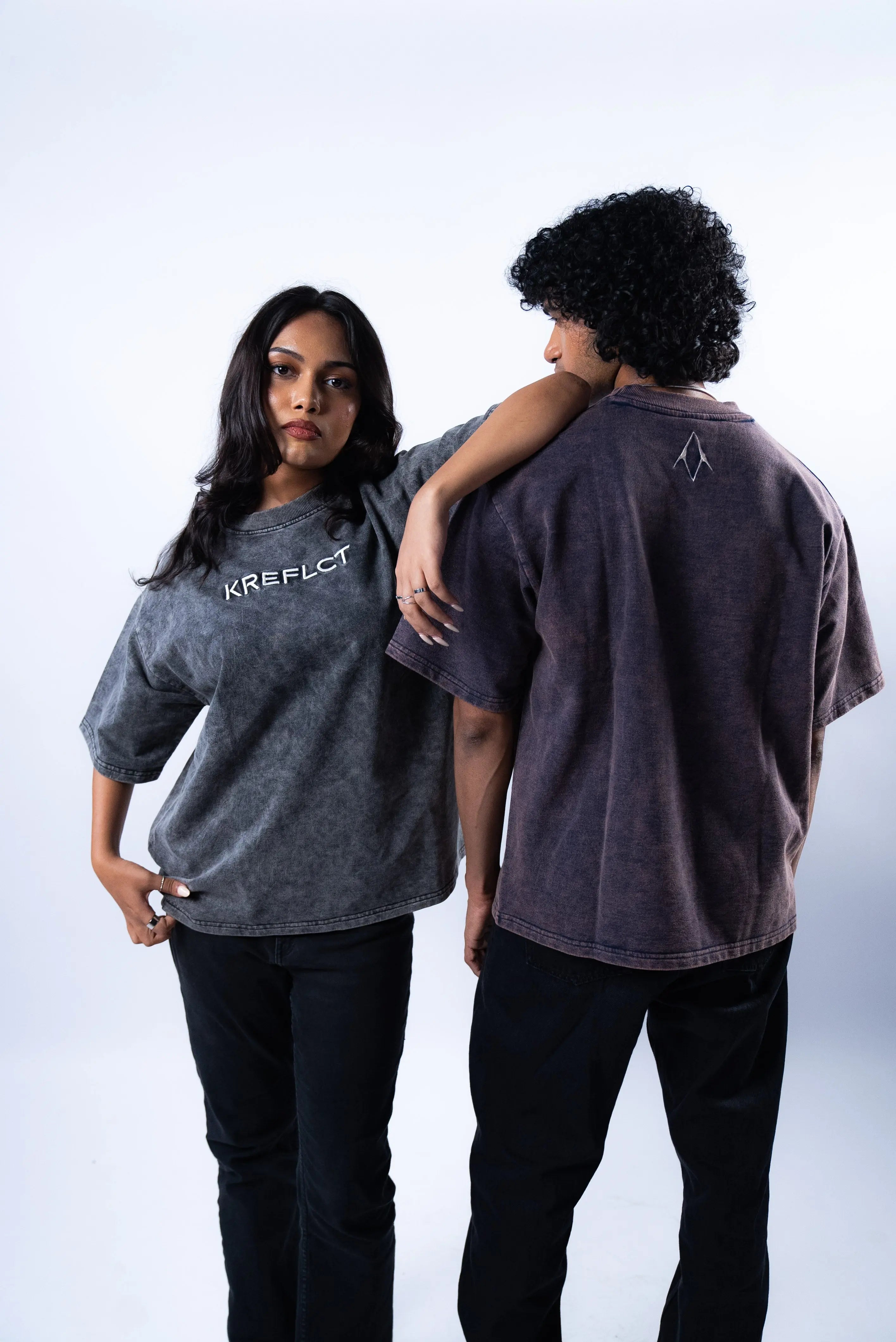 Unisex Round Neck Black Washed T-Shirt Kreflct