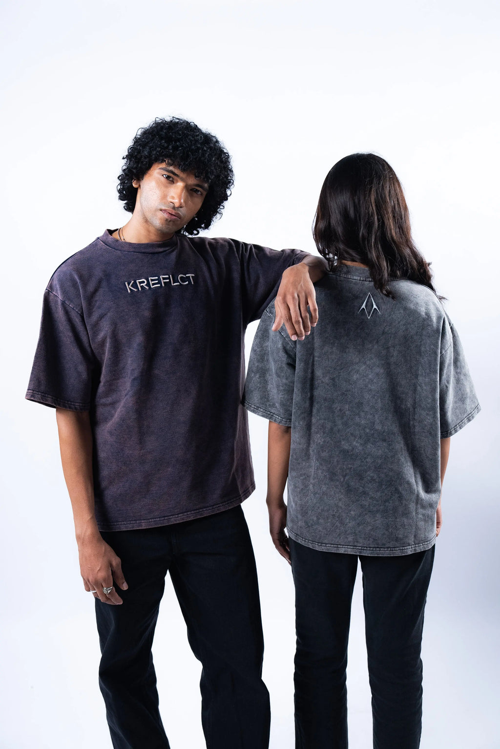 Unisex Round Neck Navy Blue Washed T-Shirt Kreflct