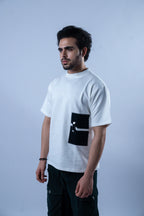 Unisex Round Neck Black Patched White T-Shirt Kreflct
