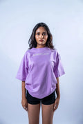 Unisex Round Neck Embroidered Lavender T-Shirt Kreflct