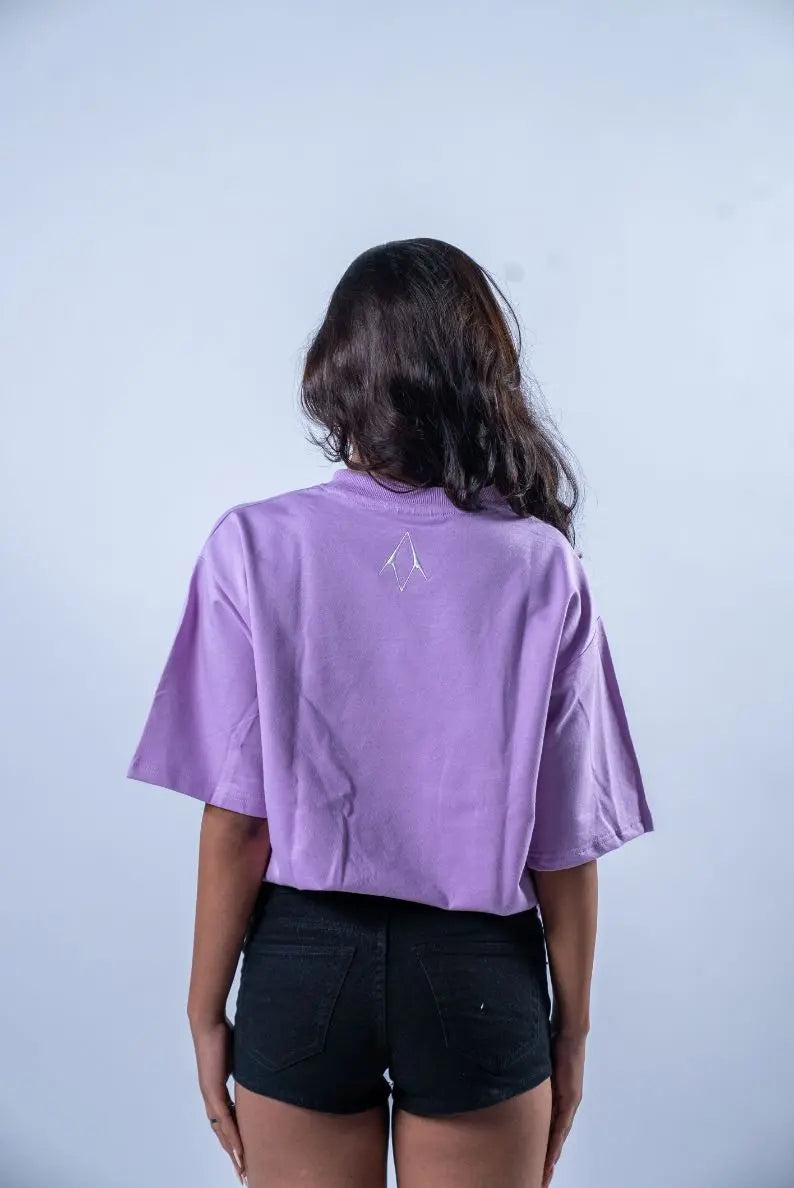 Unisex Round Neck Embroidered Lavender T-Shirt Kreflct