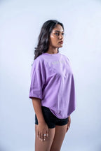Unisex Round Neck Embroidered Lavender T-Shirt Kreflct