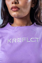 Unisex Round Neck Embroidered Lavender T-Shirt Kreflct