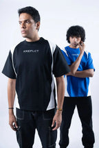 Unisex Embroidered Logo Black & White Splits T-Shirt Kreflct