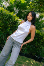 Open-Back Satin Top