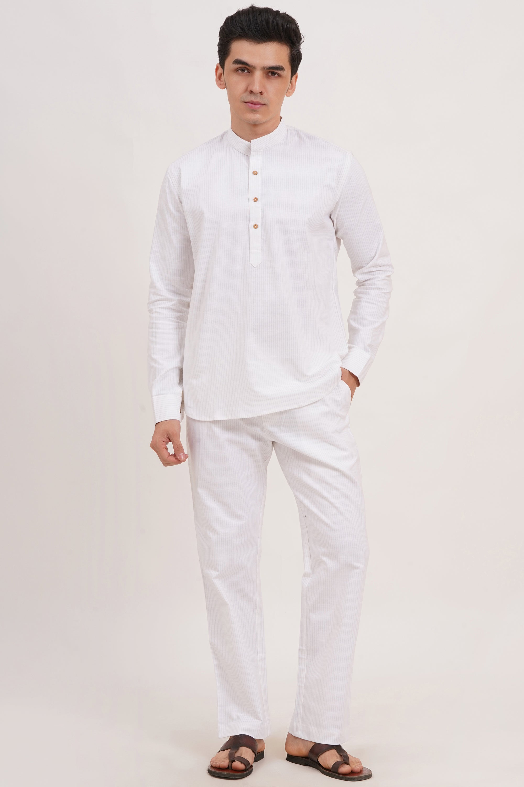 Men’s White Co-ords set Classic Comfort in a Luxe Linen Blend - Adam Spirit