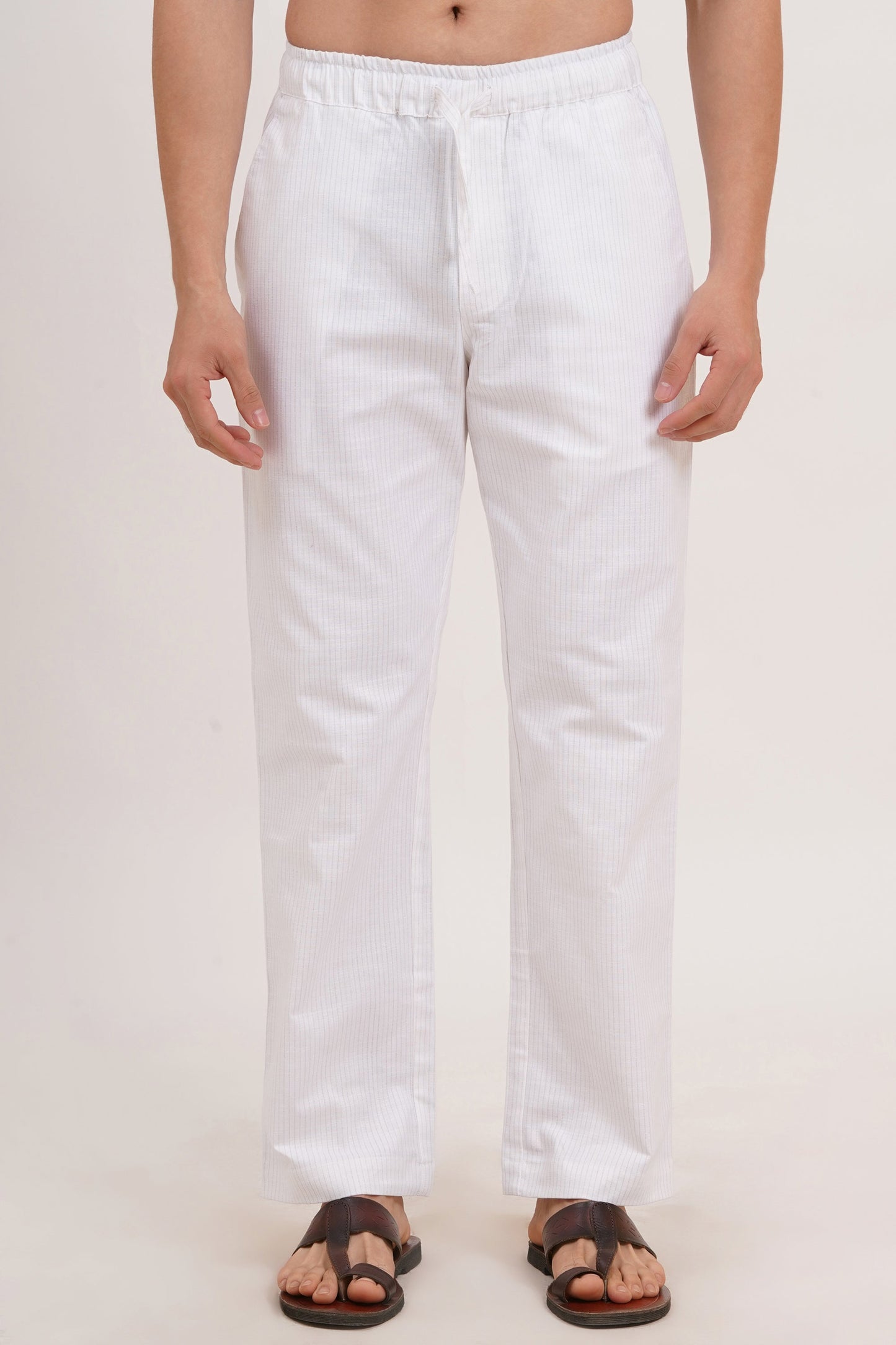 Men’s White Co-ords set Classic Comfort in a Luxe Linen Blend - Adam Spirit