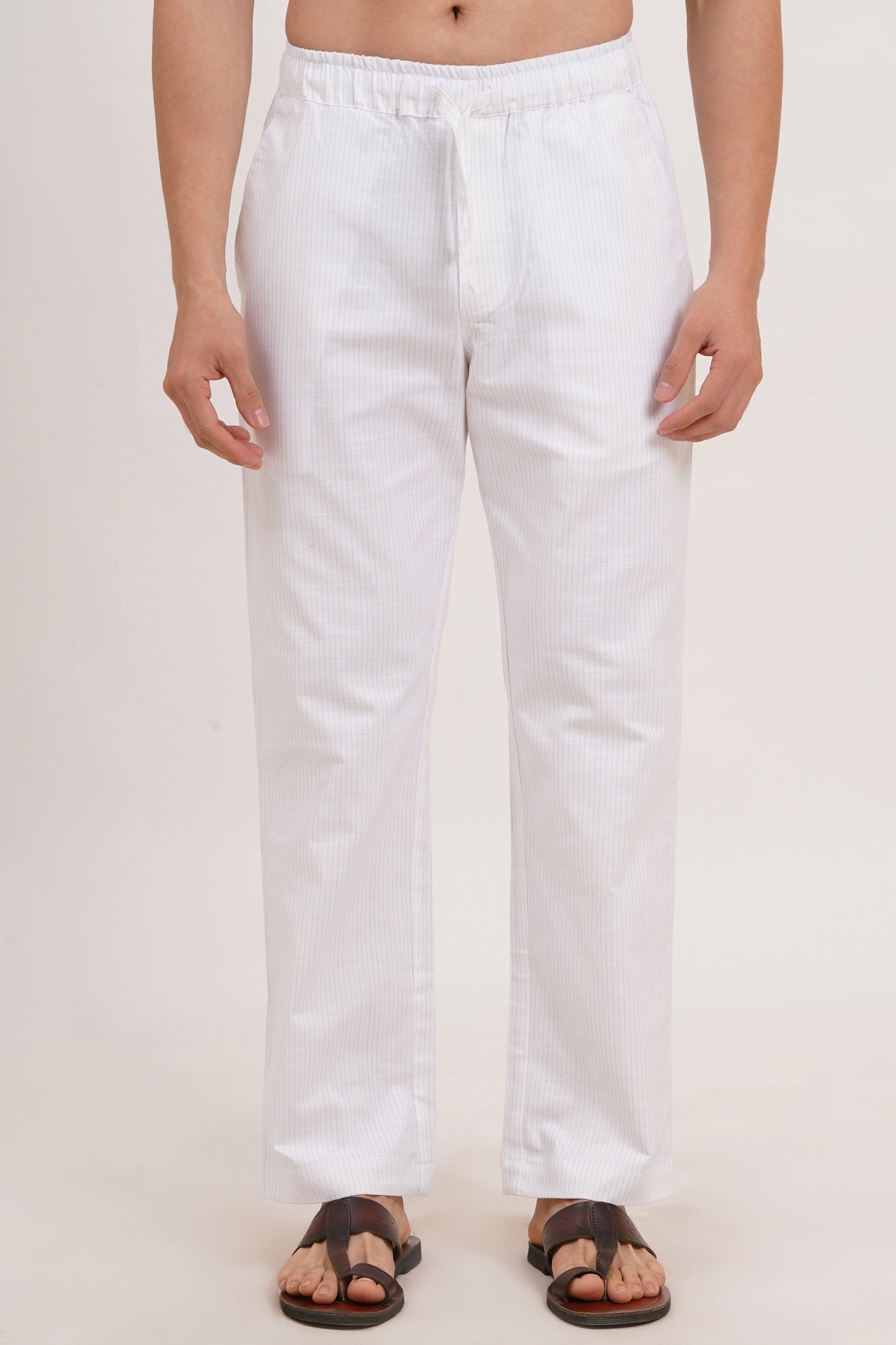 Men’s White Co-ords set Classic Comfort in a Luxe Linen Blend - Adam Spirit