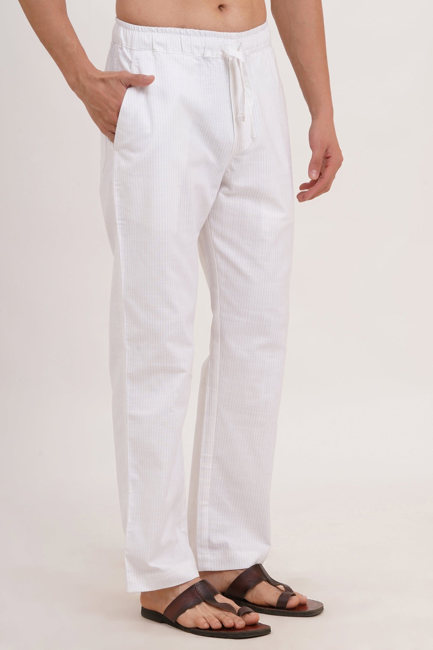 Men’s White Co-ords set Classic Comfort in a Luxe Linen Blend - Adam Spirit