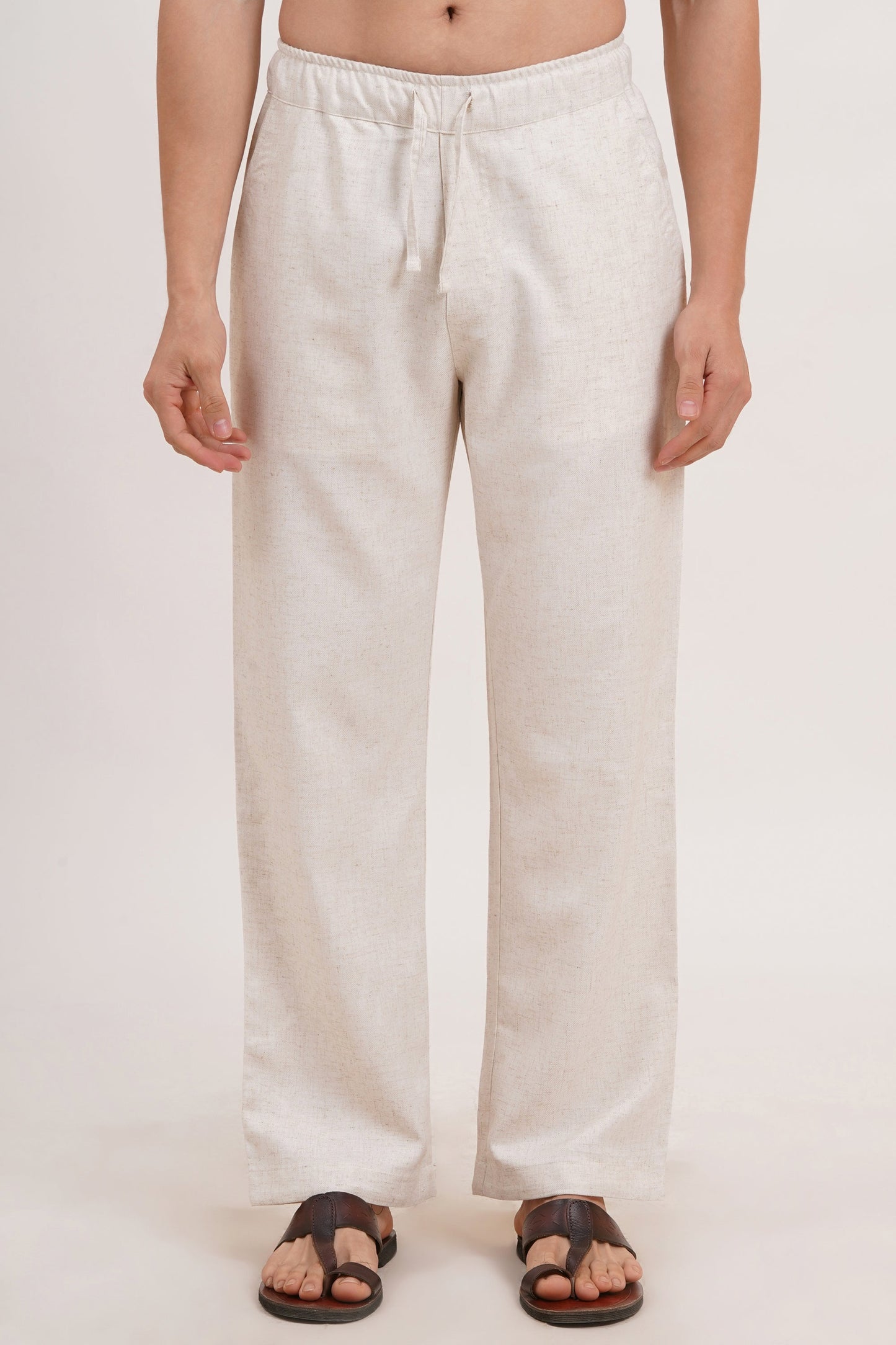 Men’s Warm Ivory Linen Blend Co-ords set Breathable & Stylish Two-Piece Outfit - Adam Spirit