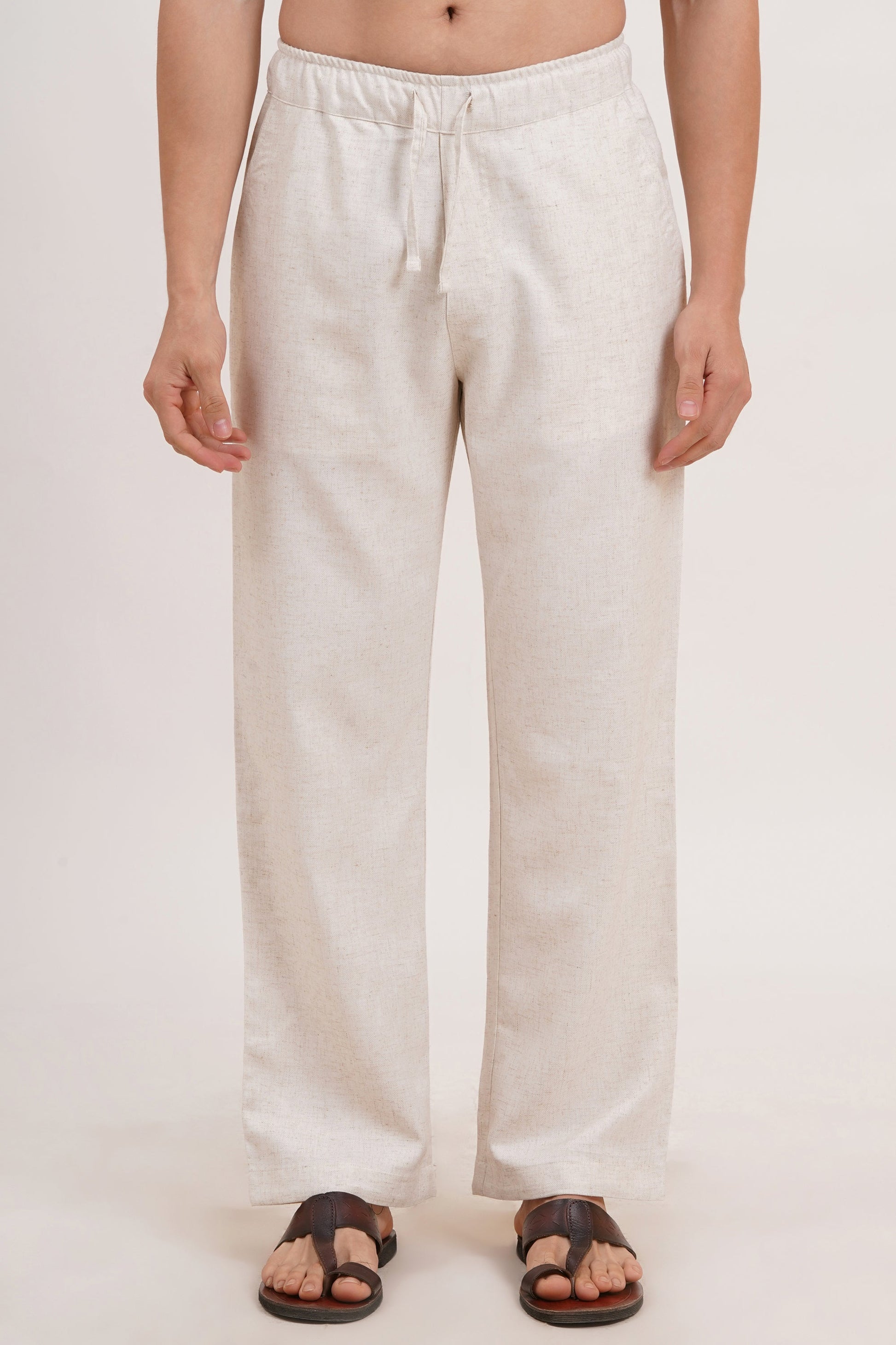 Men’s Warm Ivory Linen Blend Co-ords set Breathable & Stylish Two-Piece Outfit - Adam Spirit