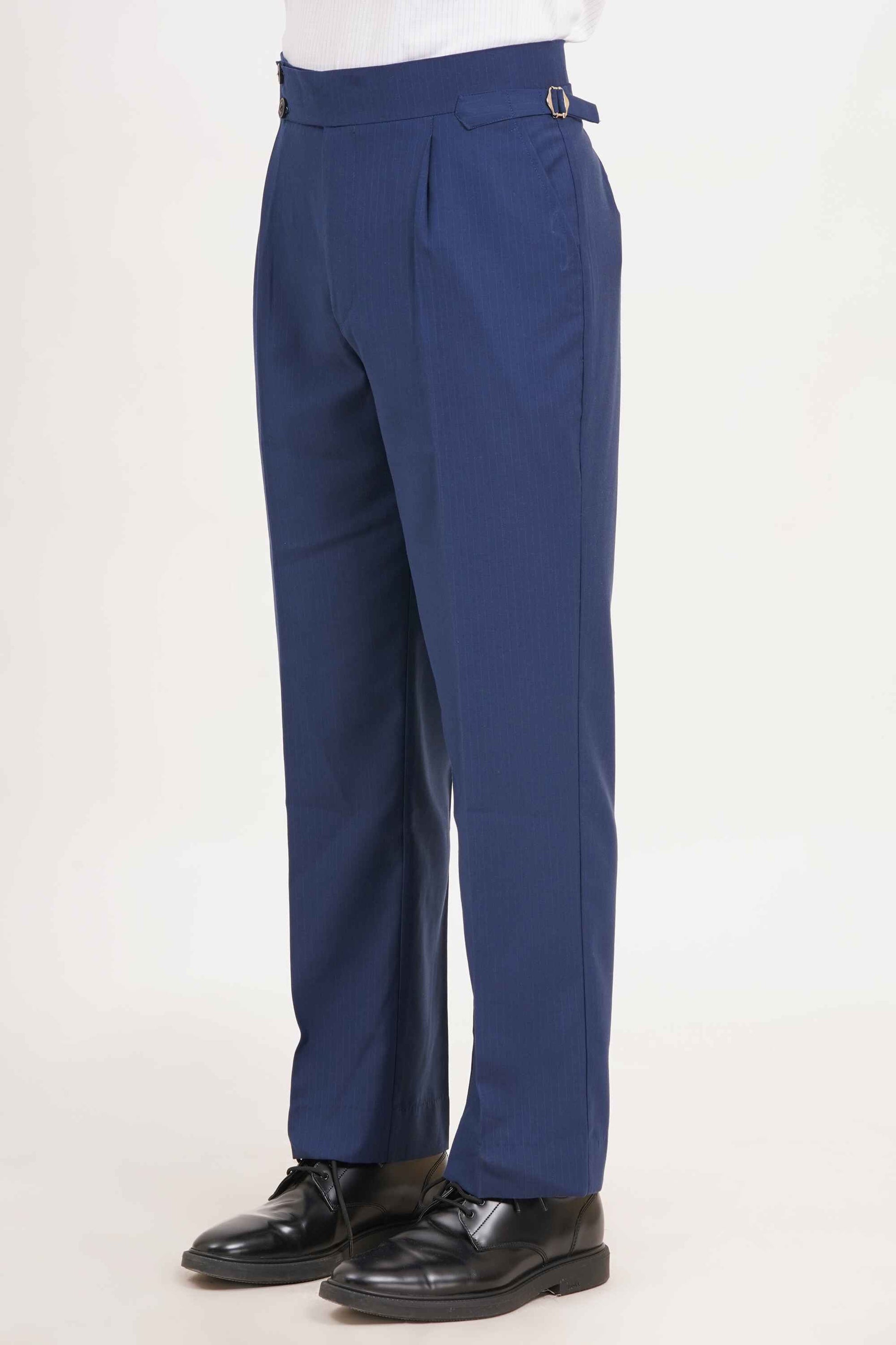 Blue Stripe Gurkha Pants Double Button | Tailored Fit – Adam Spirit - Adam Spirit