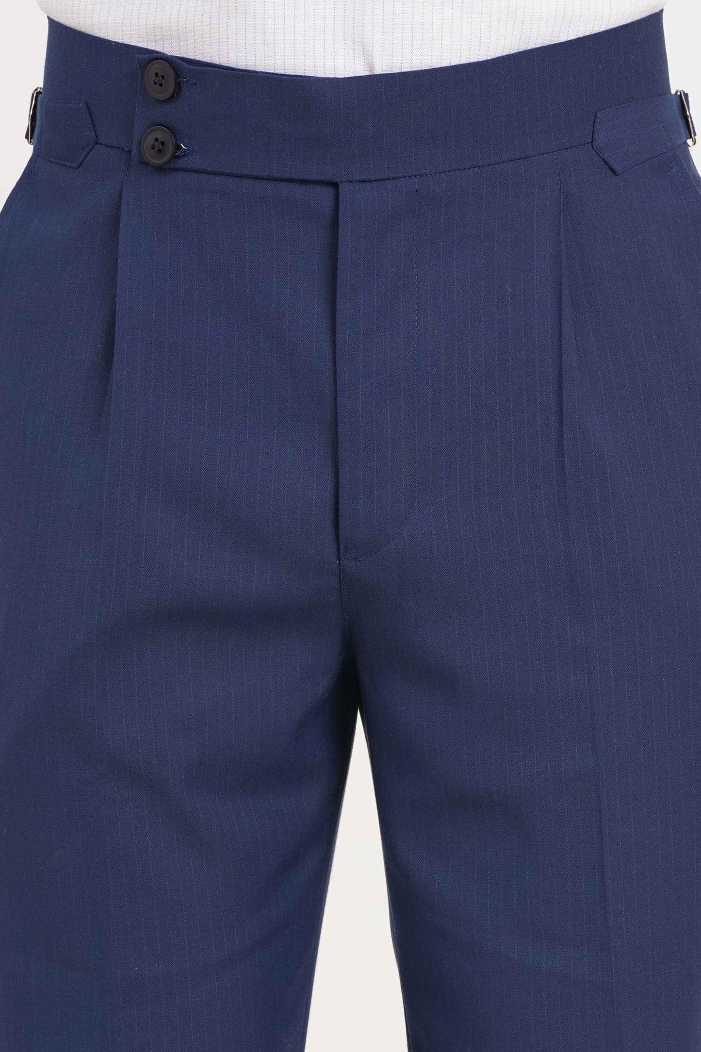 Blue Stripe Gurkha Pants Double Button | Tailored Fit – Adam Spirit - Adam Spirit