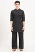 Men’s Black Kurta Set Timeless Elegance in a Luxe Linen Blend - Adam Spirit