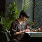 Abstract Earthy Black Oversize Shirt