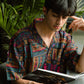 Abstract Earthy Black Oversize Shirt