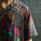 Abstract Earthy Black Oversize Shirt