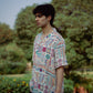 Abstract Earthy White Oversize Shirt
