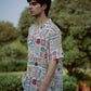 Abstract Earthy White Oversize Shirt