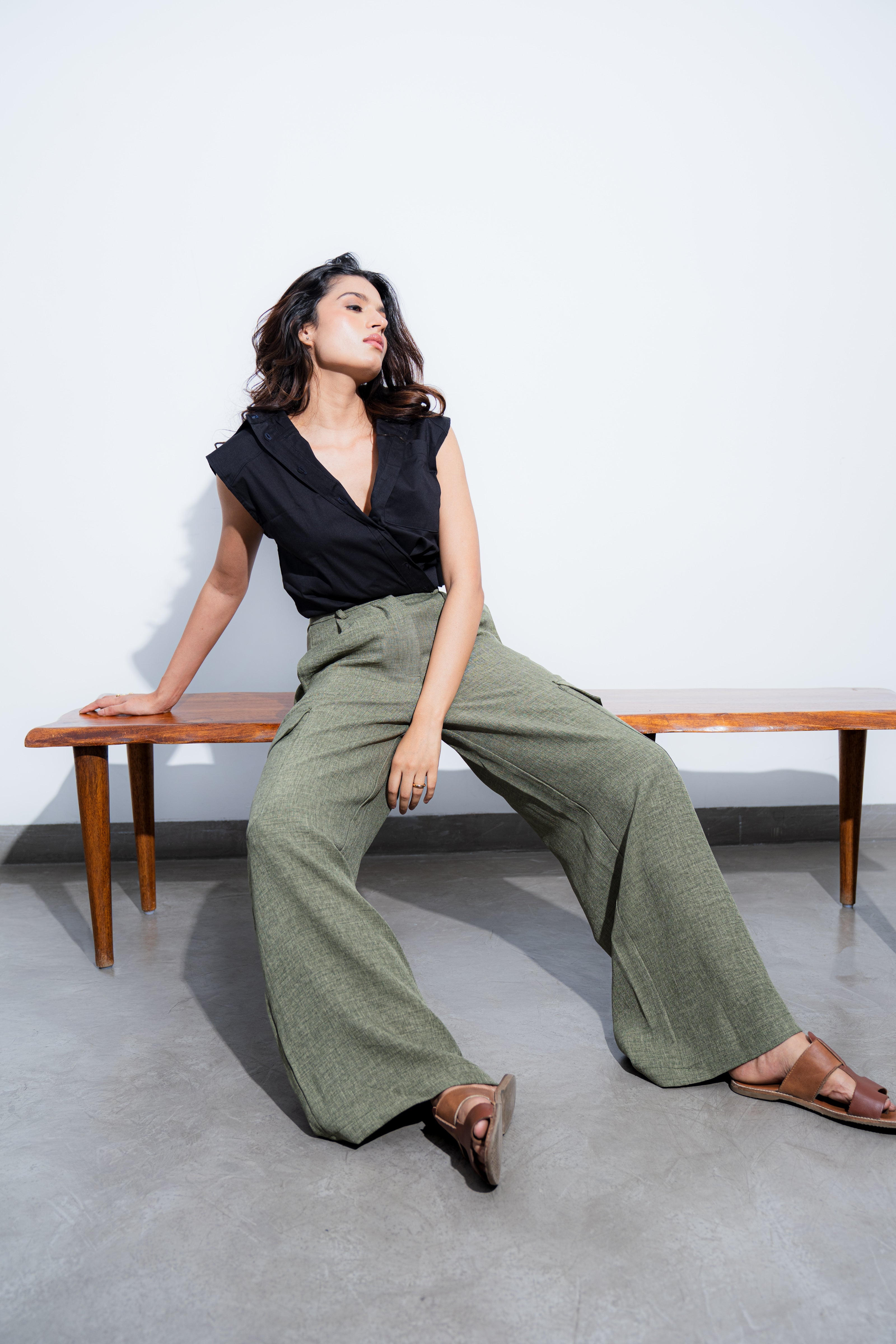 Wide-Leg Cargo Trousers