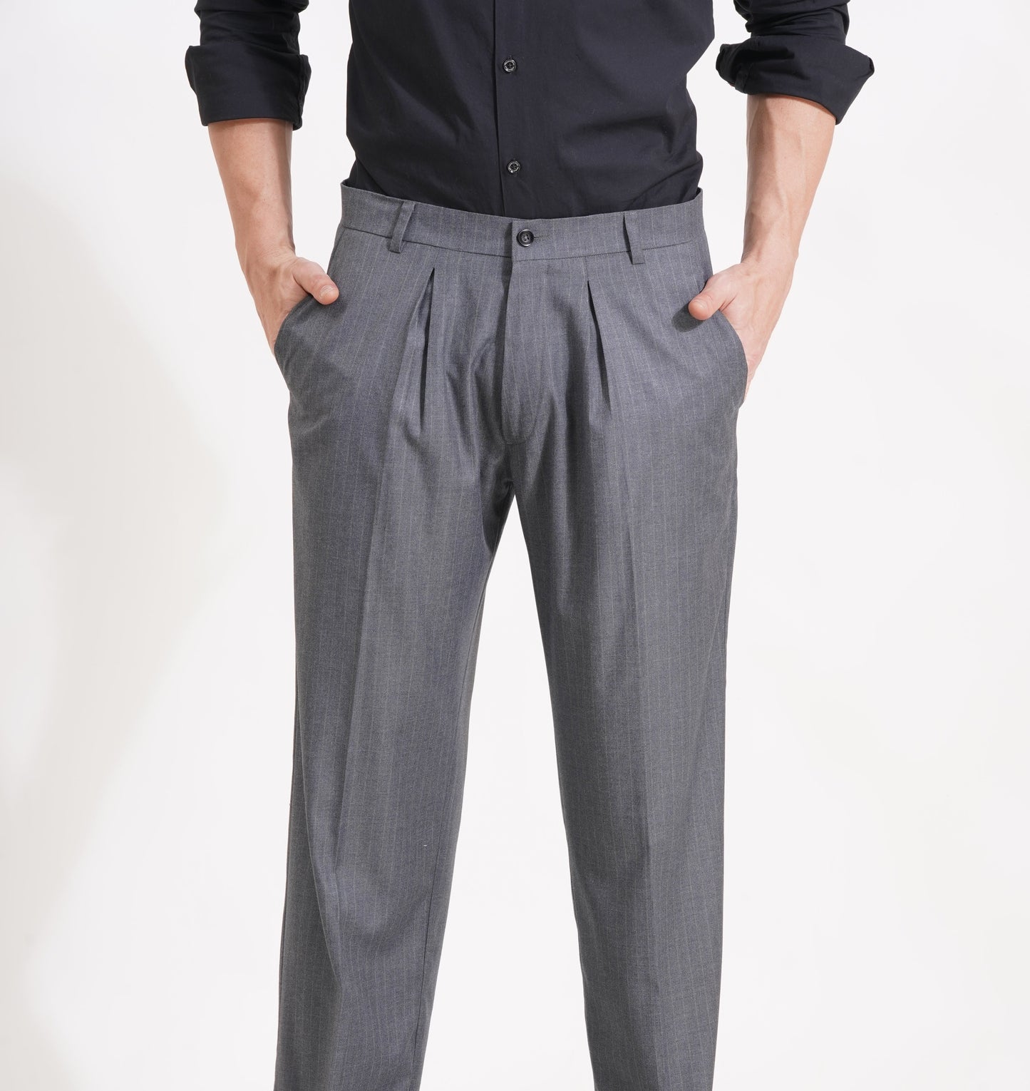 The Charcoal Standard Pleated Trousers for the Modern Gentleman - Adam Spirit