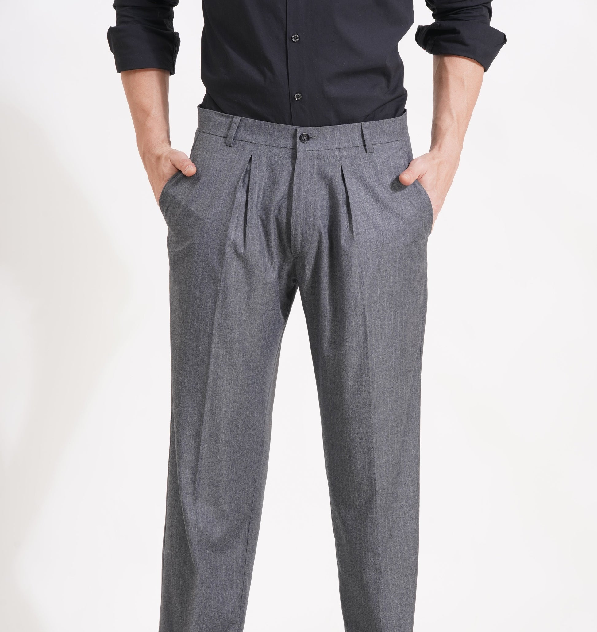 The Charcoal Standard Pleated Trousers for the Modern Gentleman - Adam Spirit