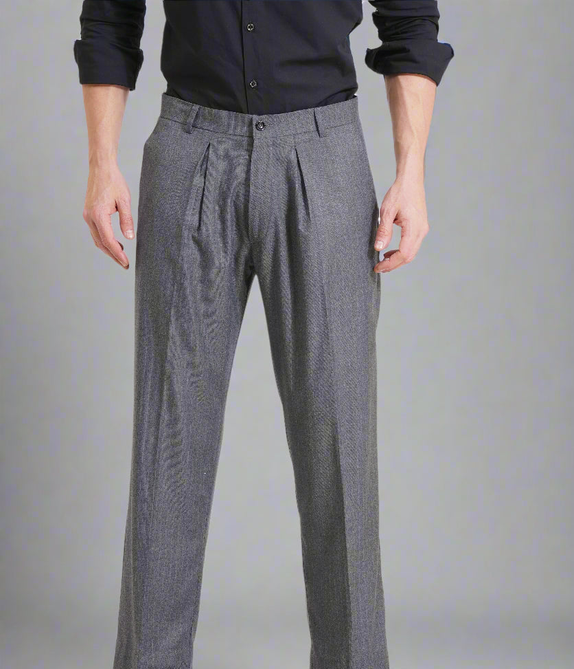 The Charcoal Standard Pleated Trousers for the Modern Gentleman - Adam Spirit
