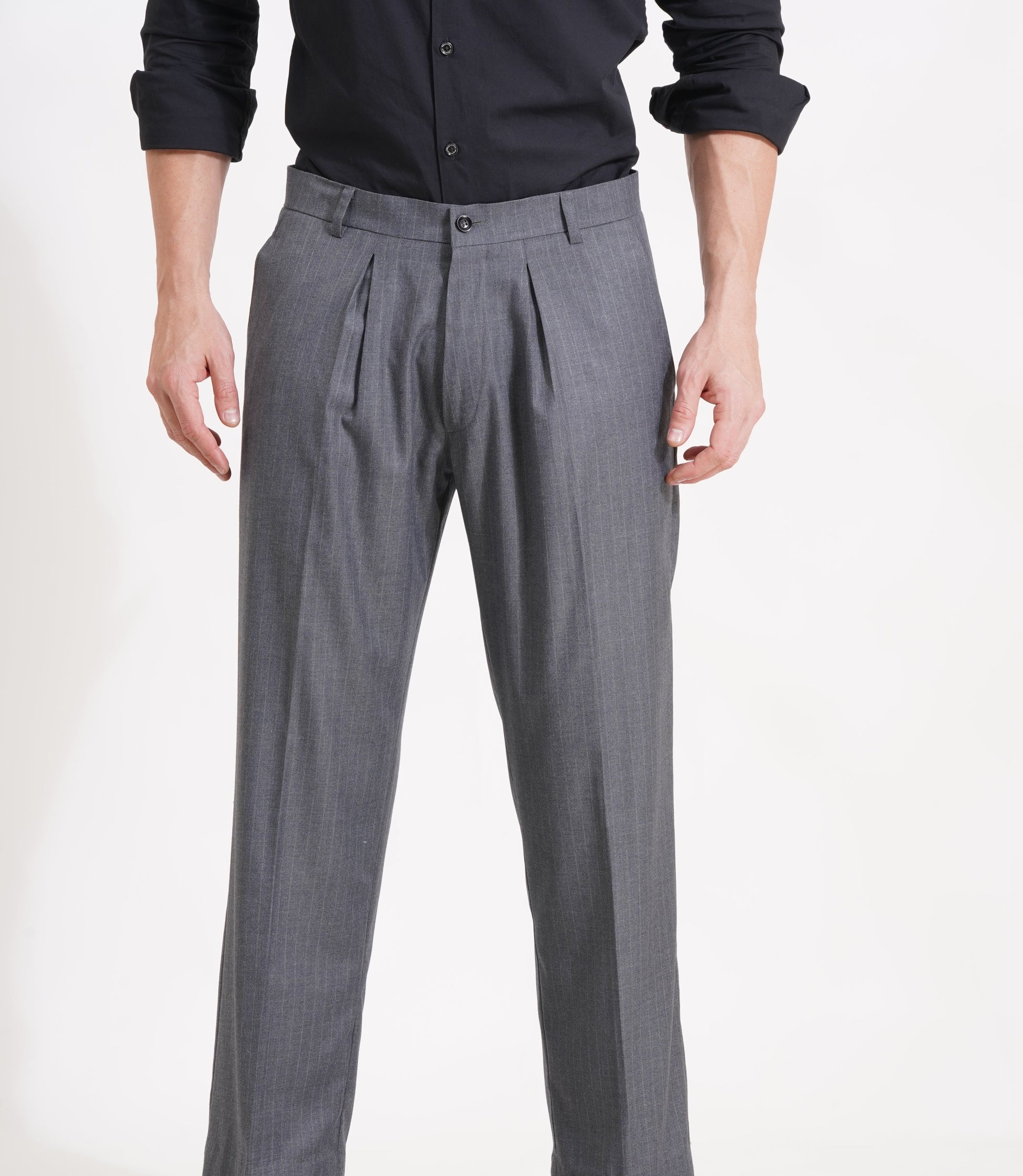 The Charcoal Standard Pleated Trousers for the Modern Gentleman - Adam Spirit