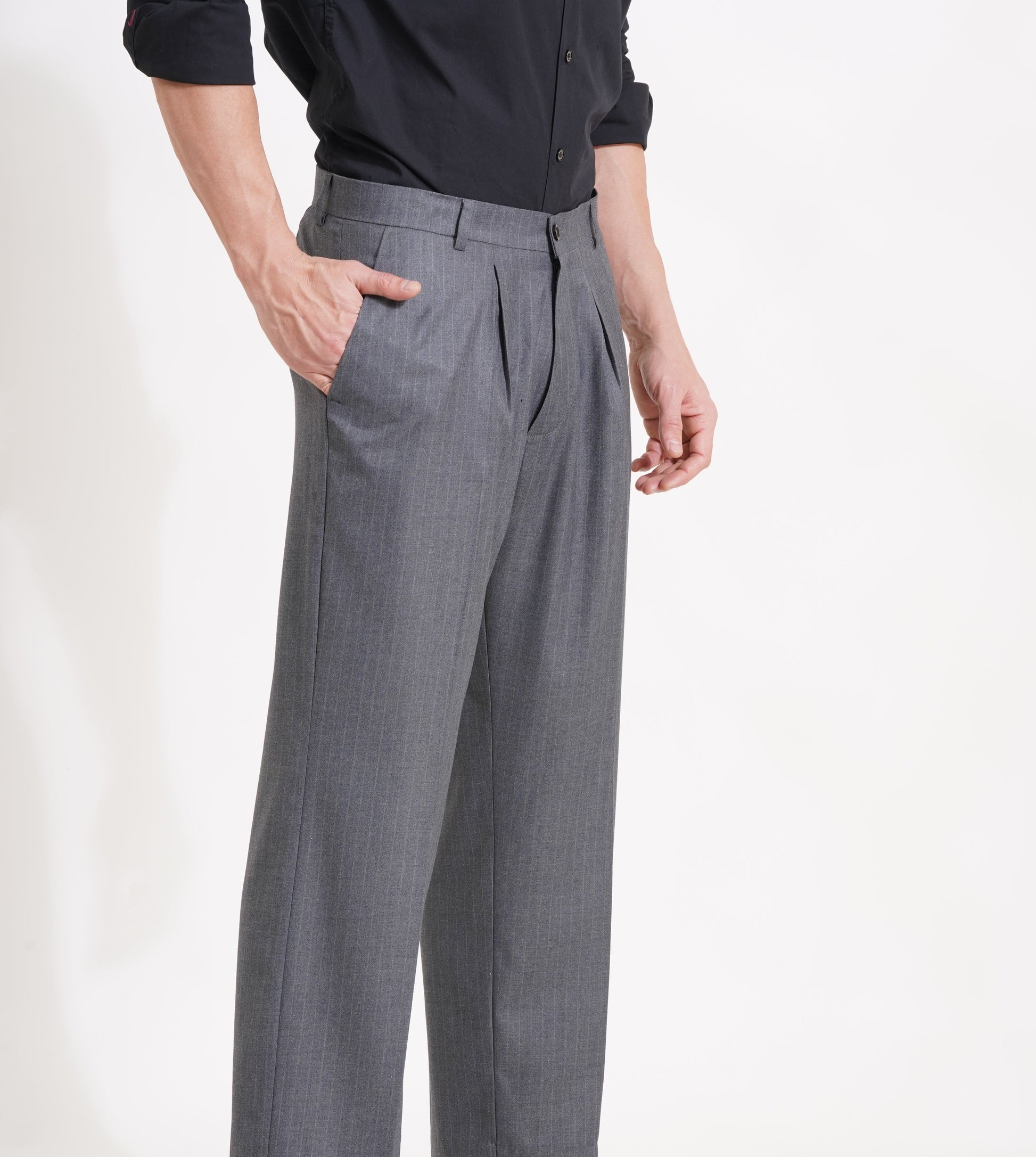 The Charcoal Standard Pleated Trousers for the Modern Gentleman - Adam Spirit