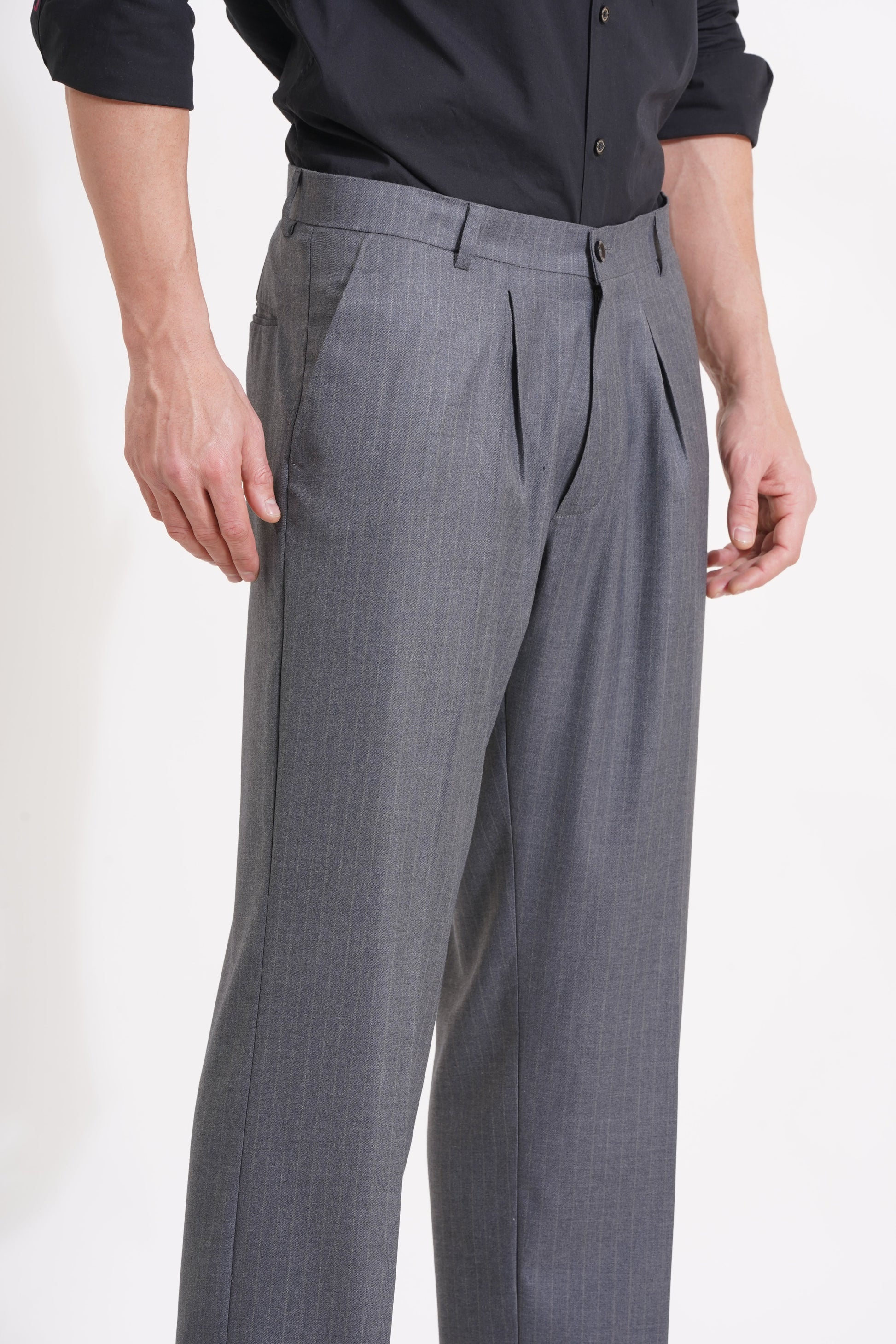 The Charcoal Standard Pleated Trousers for the Modern Gentleman - Adam Spirit
