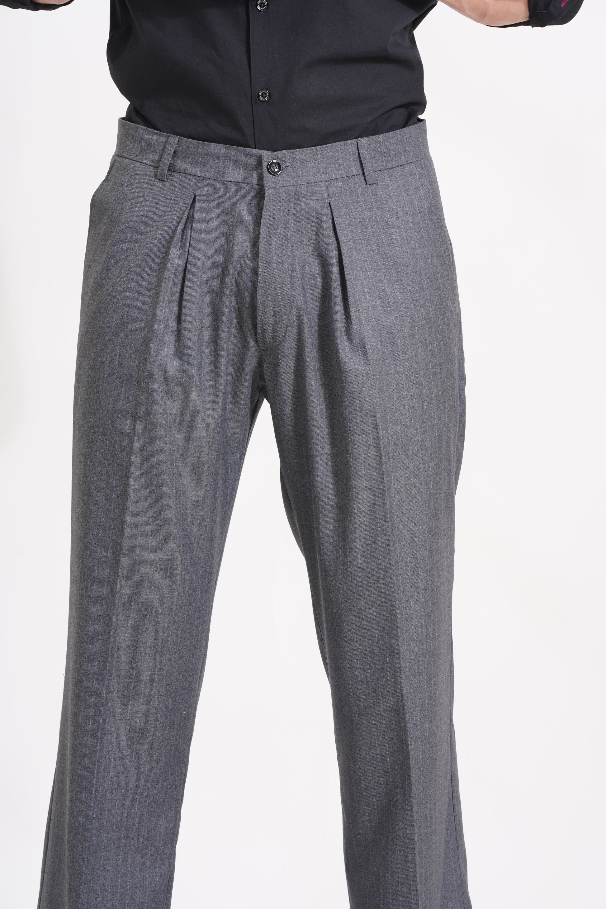 The Charcoal Standard Pleated Trousers for the Modern Gentleman - Adam Spirit