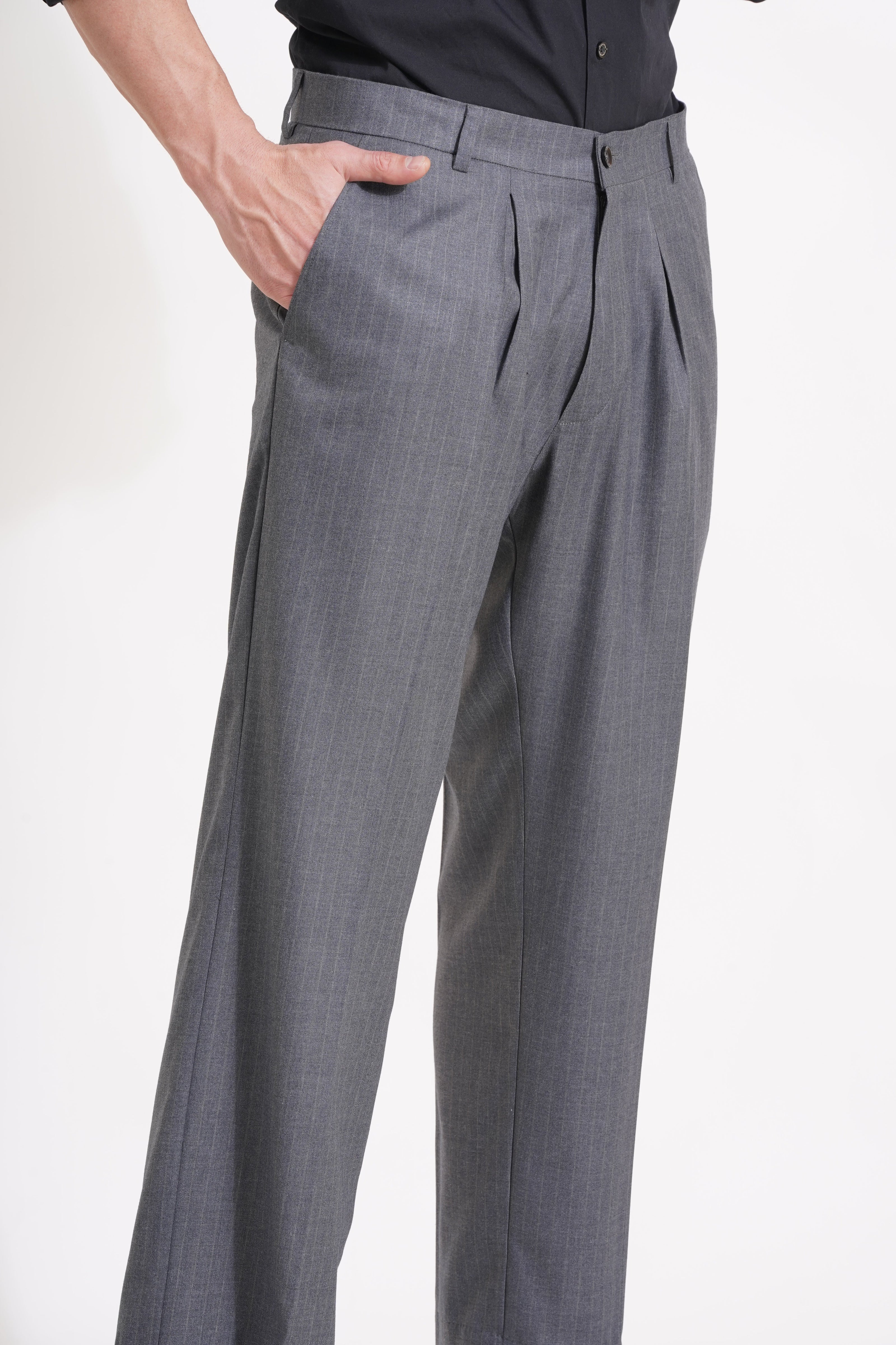 The Charcoal Standard Pleated Trousers for the Modern Gentleman - Adam Spirit