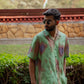 Abstract Ombre Olive Green Oversize Shirt