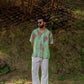 Abstract Ombre Olive Green Oversize Shirt