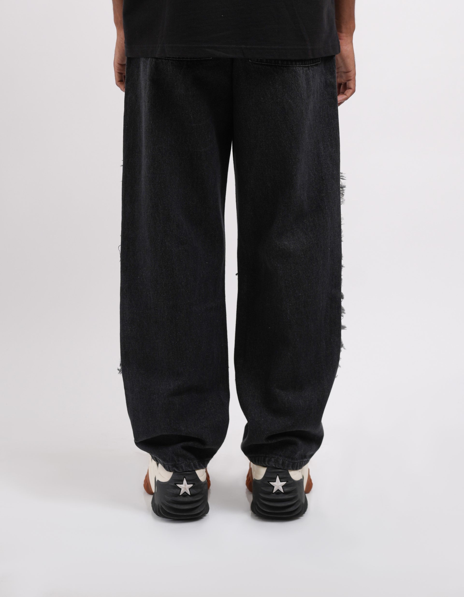 Tract Logo Printed Black Denim