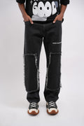 Tract Logo Printed Black Denim Main Character