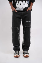 Tract Logo Printed Black Denim Main Character