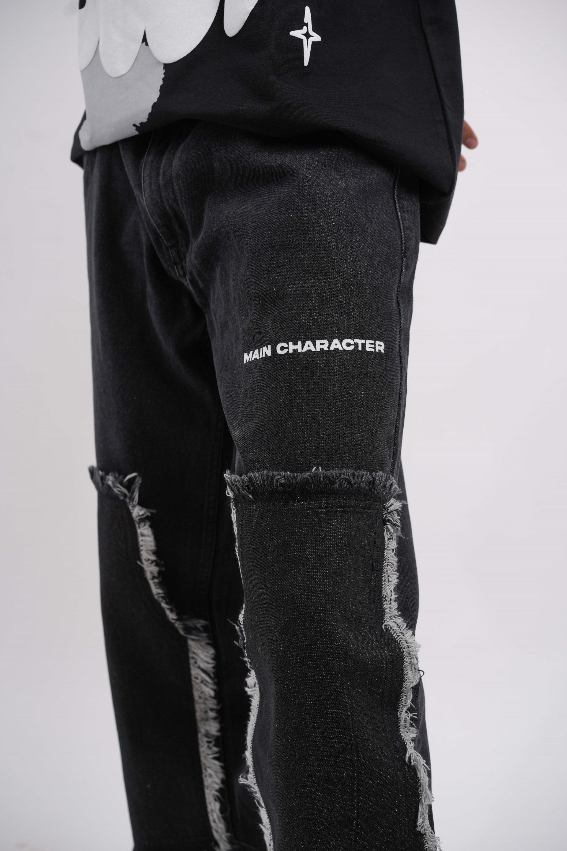 Tract Logo Printed Black Denim