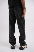 Tract Logo Printed Black Denim Main Character