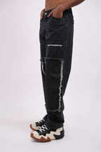 Tract Logo Printed Black Denim Main Character