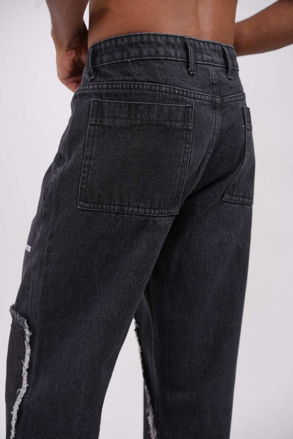 Tract Logo Printed Black Denim Main Character