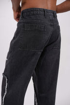 Tract Logo Printed Black Denim Main Character
