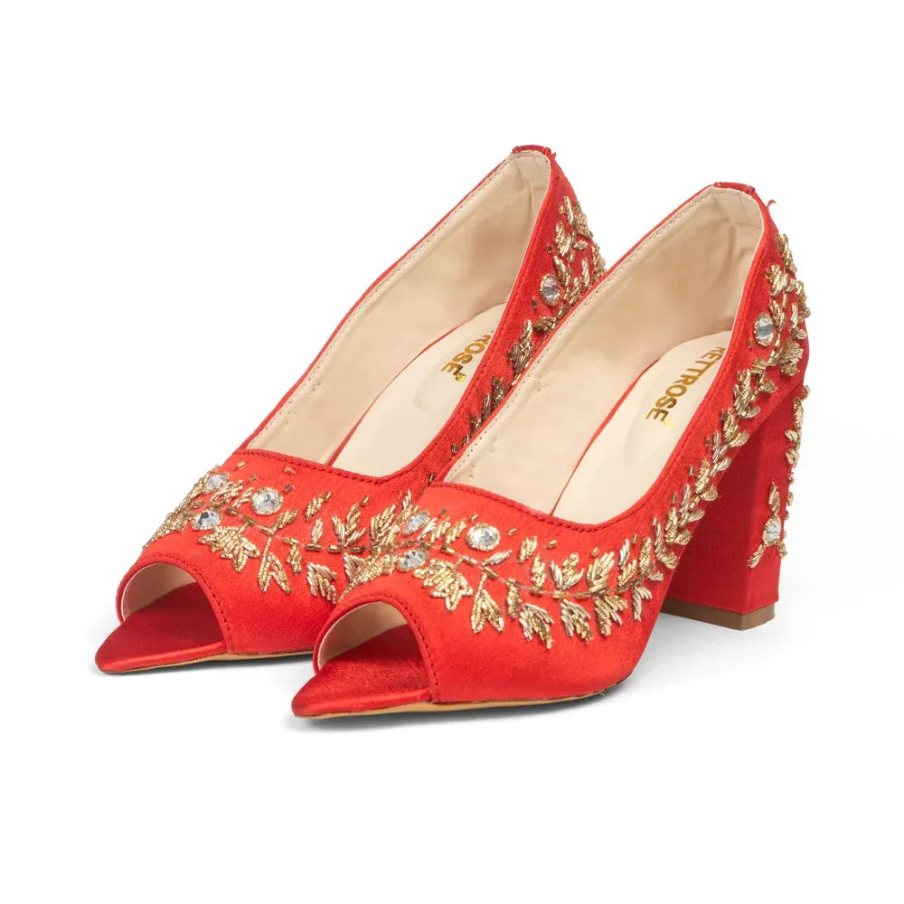 The Maribelle Crimson Hand Embellished Luxury Heel Rettrose