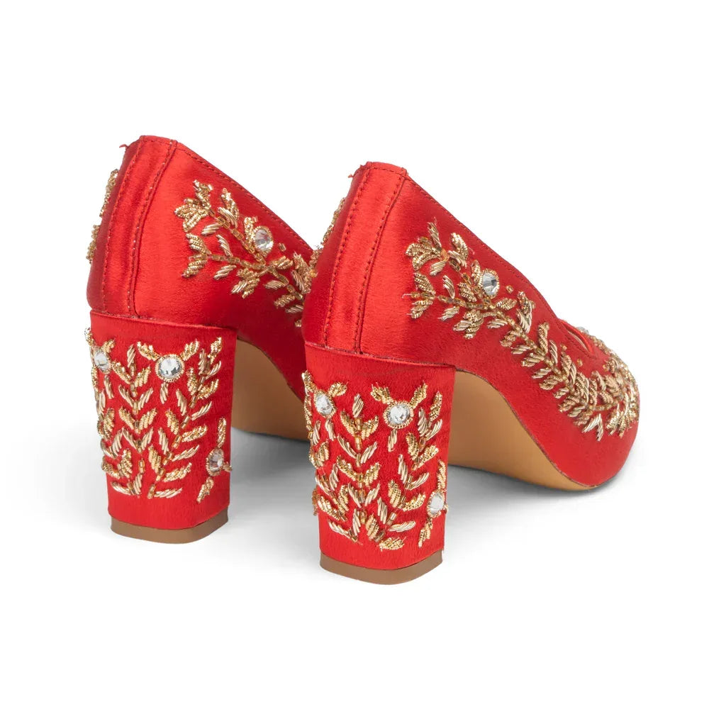 The Maribelle Crimson Hand Embellished Luxury Heel Rettrose