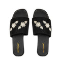 The Luna Grace Pearl Black Embellished Flats Rettrose