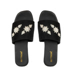The Luna Grace Pearl Black Embellished Flats Rettrose
